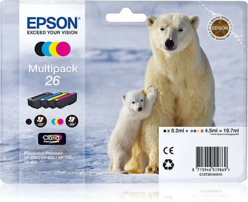 Epson Polar bear Multipack 4-colours 26 Claria Premium Ink Epson Polar bear Multipack 4-colours 26 Claria Premium Ink